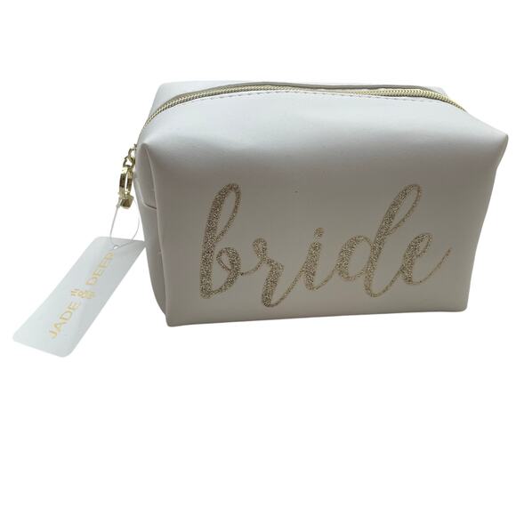 Jade & Deer Vegan Leather Bride Cosmetic Zipper Bag NWT - Picture 1 of 7